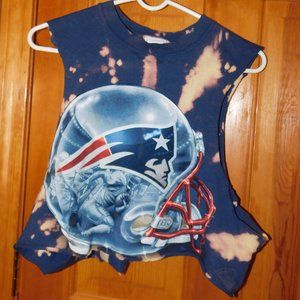 NFL New England Patriots football team tshirt acid wash bleached crop top tie dy